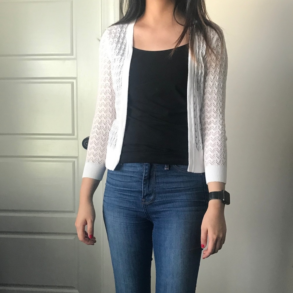 White embroidered cardigan